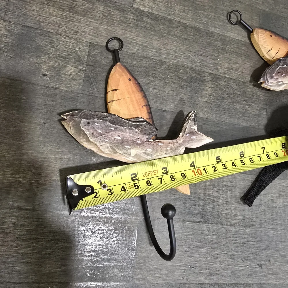 2 Wooden Fish Wall Hooks